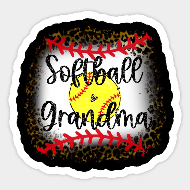 Leopard Softball Grandma   Softball Grandma Sticker by Wonder man 